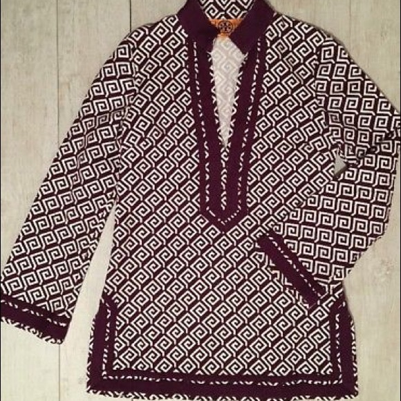 Tory Burch purple & white tunic-Long-sleeved. - Picture 7 of 7